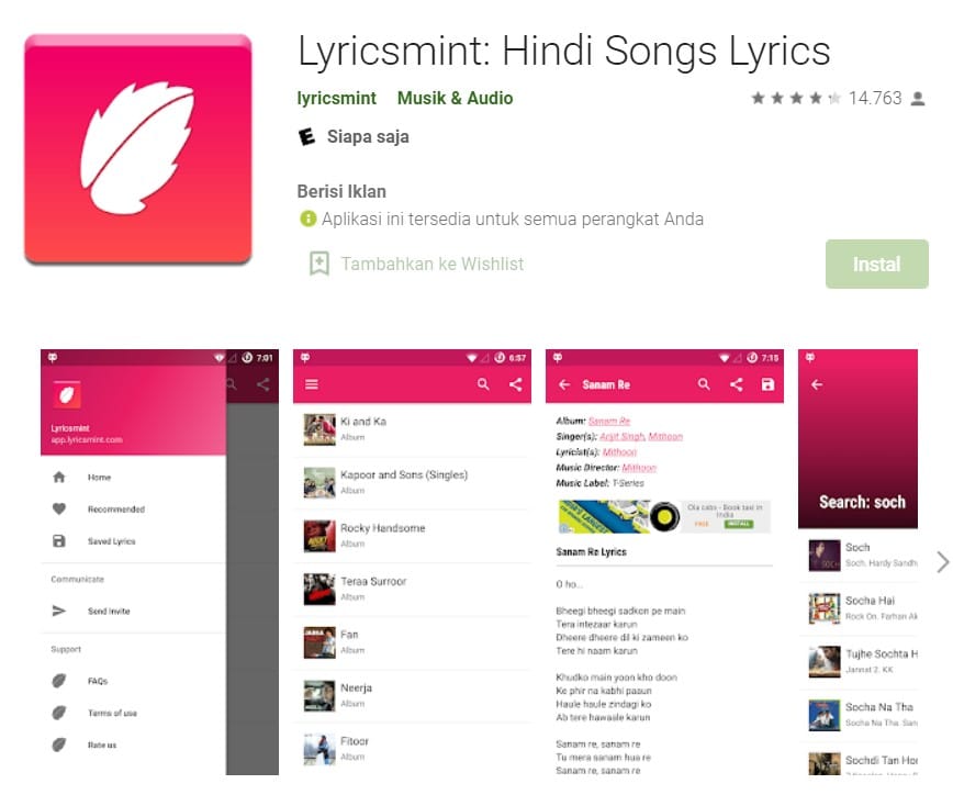 aplikasi Lyricsmint