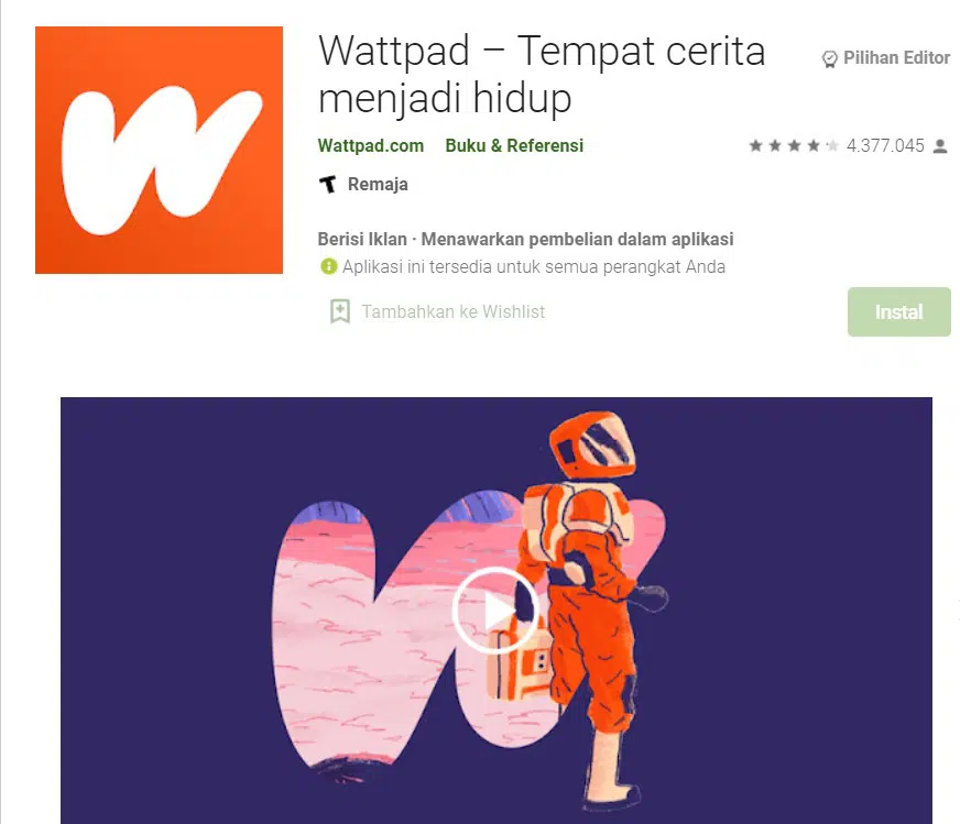 aplikasi Wattpad