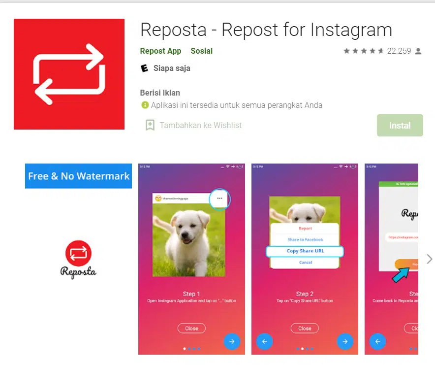 aplikasi Reposta - Repost for Instagram
