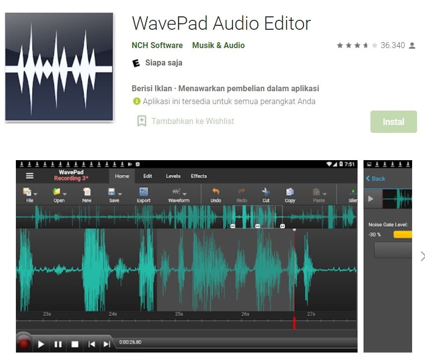 aplikasi WavePad Audio Editor