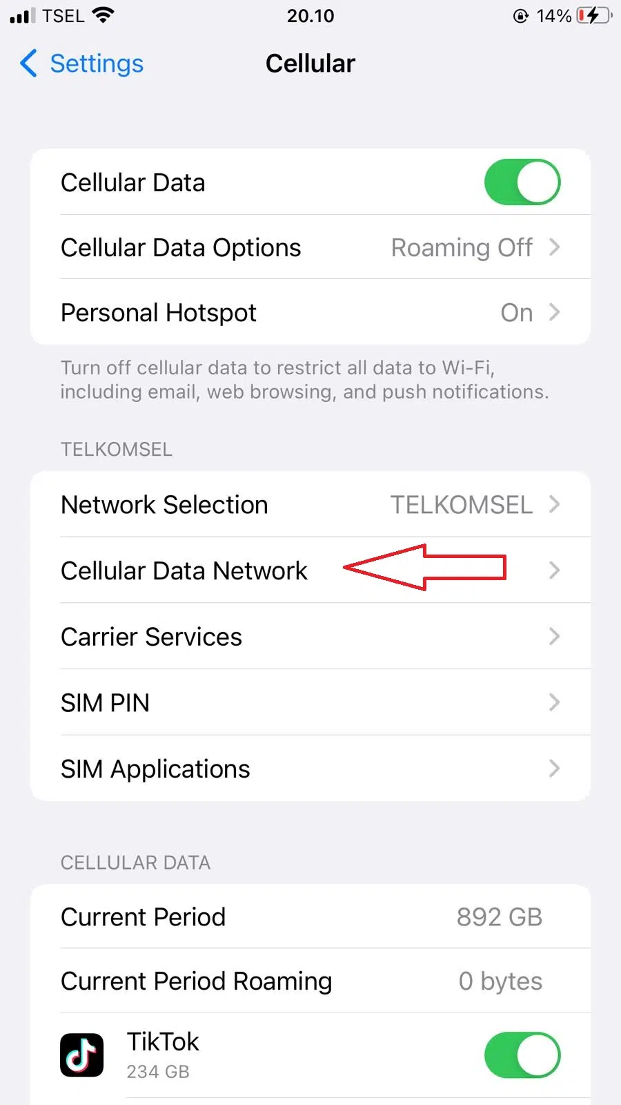 Pilih settingan APN Telkomsel
